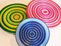 Chica and Jo Colourful Coasters from Curling Ribbon